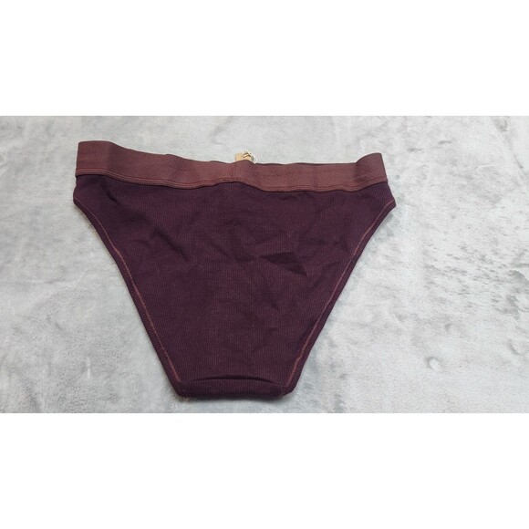 SKIMS Medium Currant Cotton Rib Mid Rise Brief NWT - Picture 7 of 7